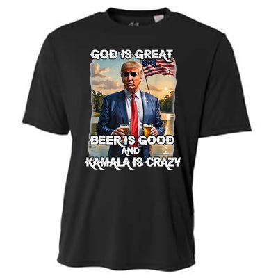 God Is Great Beer Is Good And Kamala Are Crazy Funny Trump Cooling Performance Crew T-Shirt