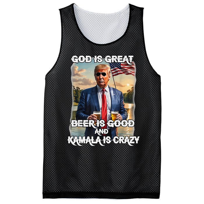 God Is Great Beer Is Good And Kamala Are Crazy Funny Trump Mesh Reversible Basketball Jersey Tank