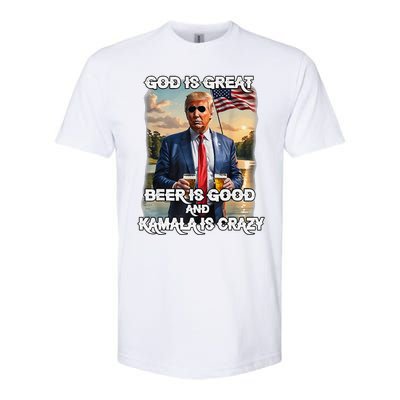 God Is Great Beer Is Good And Kamala Are Crazy Funny Trump Softstyle CVC T-Shirt