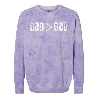 God is Greater Than Gov Vintage Distressed Anti Government Colorblast Crewneck Sweatshirt