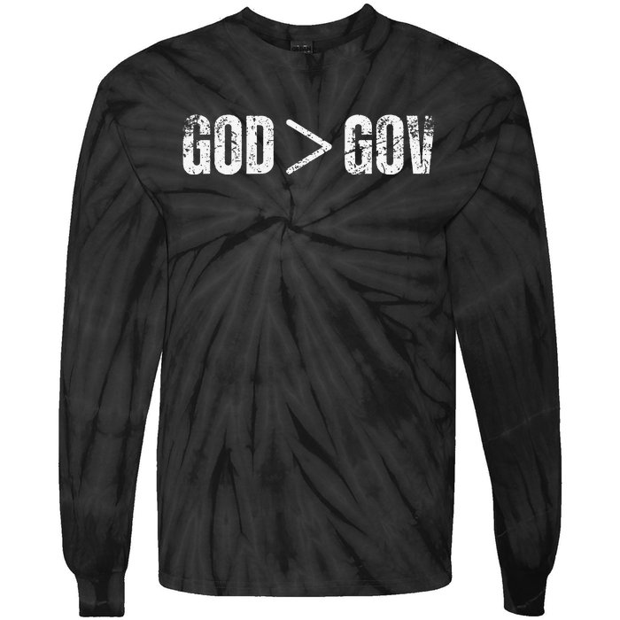 God is Greater Than Gov Vintage Distressed Anti Government Tie-Dye Long Sleeve Shirt