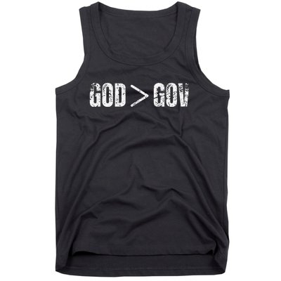 God is Greater Than Gov Vintage Distressed Anti Government Tank Top