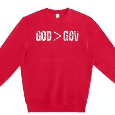 God is Greater Than Gov Vintage Distressed Anti Government Premium Crewneck Sweatshirt