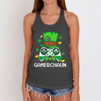 Gamer Irish Games Funny Saint Patrick Day Gamer Cute Women's Knotted Racerback Tank