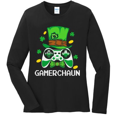 Gamer Irish Games Funny Saint Patrick Day Gamer Cute Ladies Long Sleeve Shirt