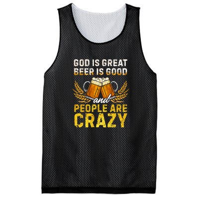 God Is Great Beer Is Good People Are Crazy Vintage Gift Mesh Reversible Basketball Jersey Tank