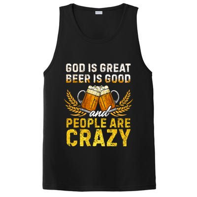 God Is Great Beer Is Good People Are Crazy Vintage Gift PosiCharge Competitor Tank
