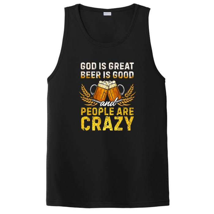 God Is Great Beer Is Good People Are Crazy Vintage Gift PosiCharge Competitor Tank