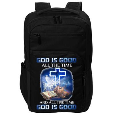 God Is Good All The Time Christian Cross Jesus Quote Impact Tech Backpack