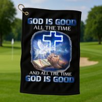 God Is Good All The Time Christian Cross Jesus Quote Golf Towel