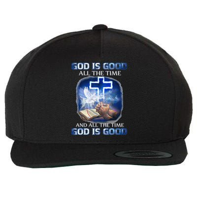 God Is Good All The Time Christian Cross Jesus Quote Wool Snapback Cap