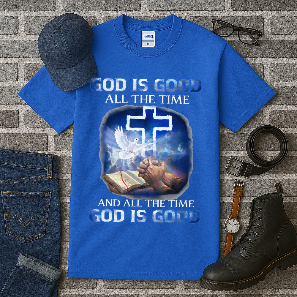 God Is Good All The Time Christian Cross Jesus Quote Tall T-Shirt