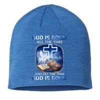 God Is Good All The Time Christian Cross Jesus Quote Sustainable Beanie