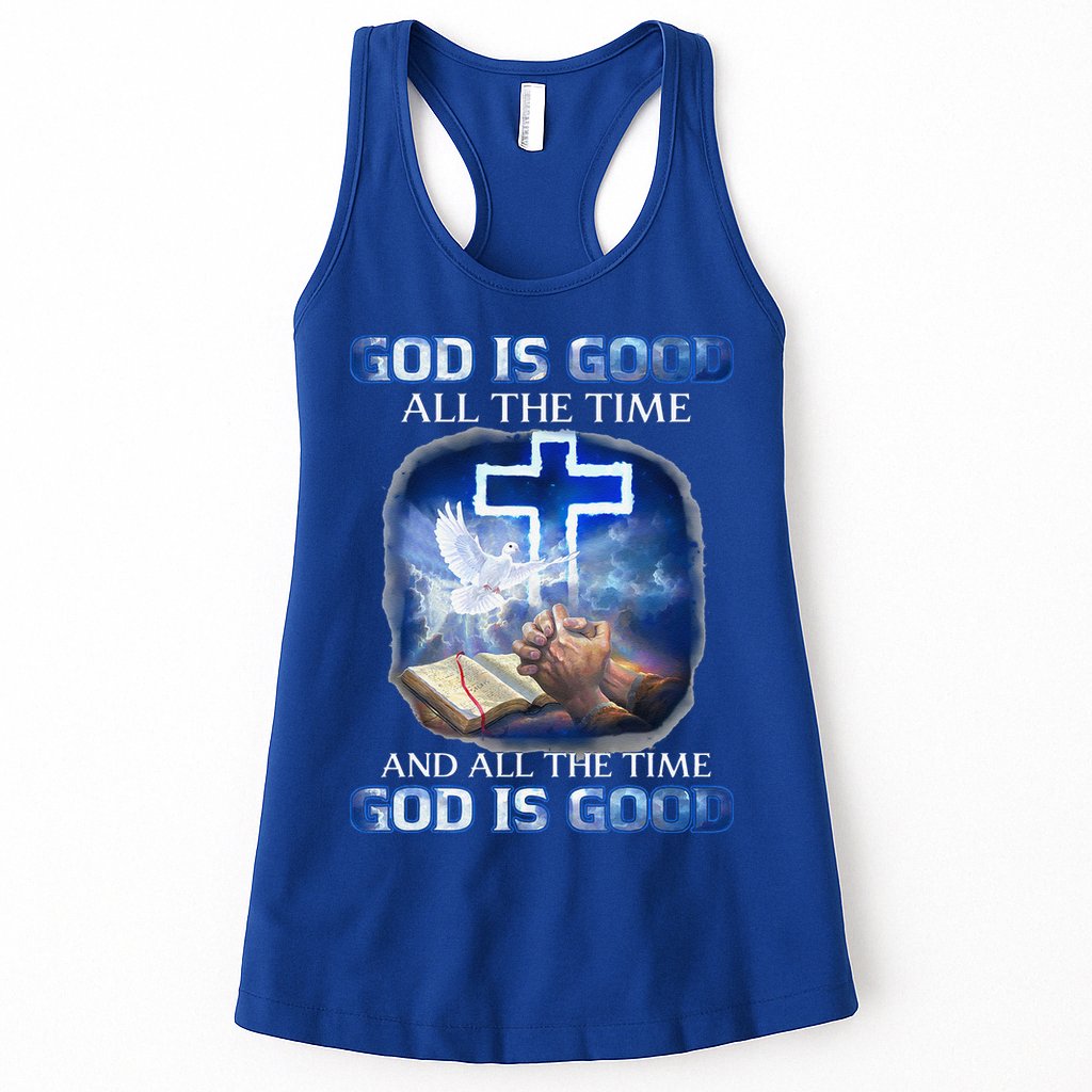 God Is Good All The Time Christian Cross Jesus Quote Womens Tank Top