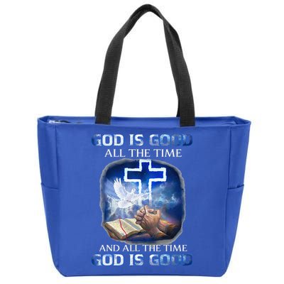 God Is Good All The Time Christian Cross Jesus Quote Zip Tote Bag