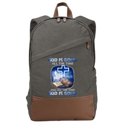 God Is Good All The Time Christian Cross Jesus Quote Cotton Canvas Backpack