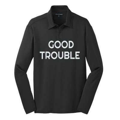 Get In Good Necessary Trouble Silk Touch Performance Long Sleeve Polo