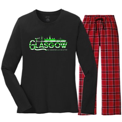 Glasgow Is Green And White Women's Long Sleeve Flannel Pajama Set 