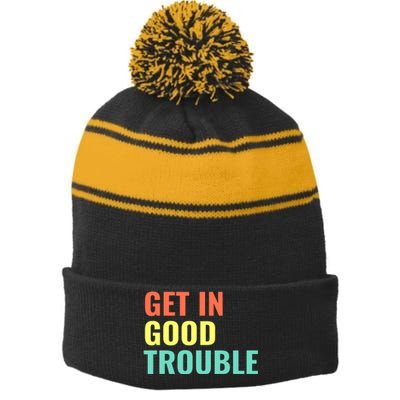 Get In Good Necessary Trouble Stripe Pom Pom Beanie