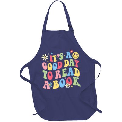 Groovy It's Good Day To Read Book Library Reading Lover Full-Length Apron With Pockets
