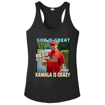 God Is Great Beer Is Good And Kamala Are Crazy Funny Trump Ladies PosiCharge Competitor Racerback Tank