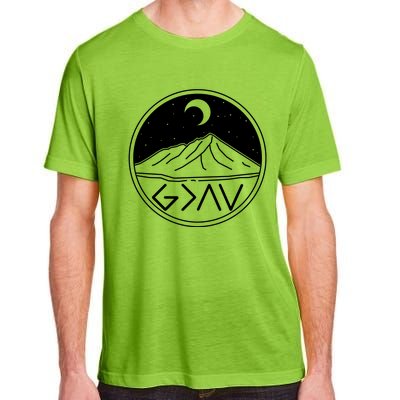 God Is Greater Than High And Lows Mountain Camping Adult ChromaSoft Performance T-Shirt