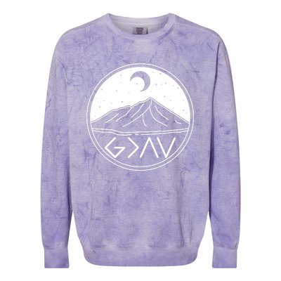 God Is Greater Than High And Lows Mountain Camping Colorblast Crewneck Sweatshirt