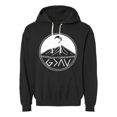 God Is Greater Than High And Lows Mountain Camping Garment-Dyed Fleece Hoodie