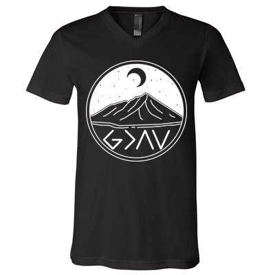 God Is Greater Than High And Lows Mountain Camping V-Neck T-Shirt