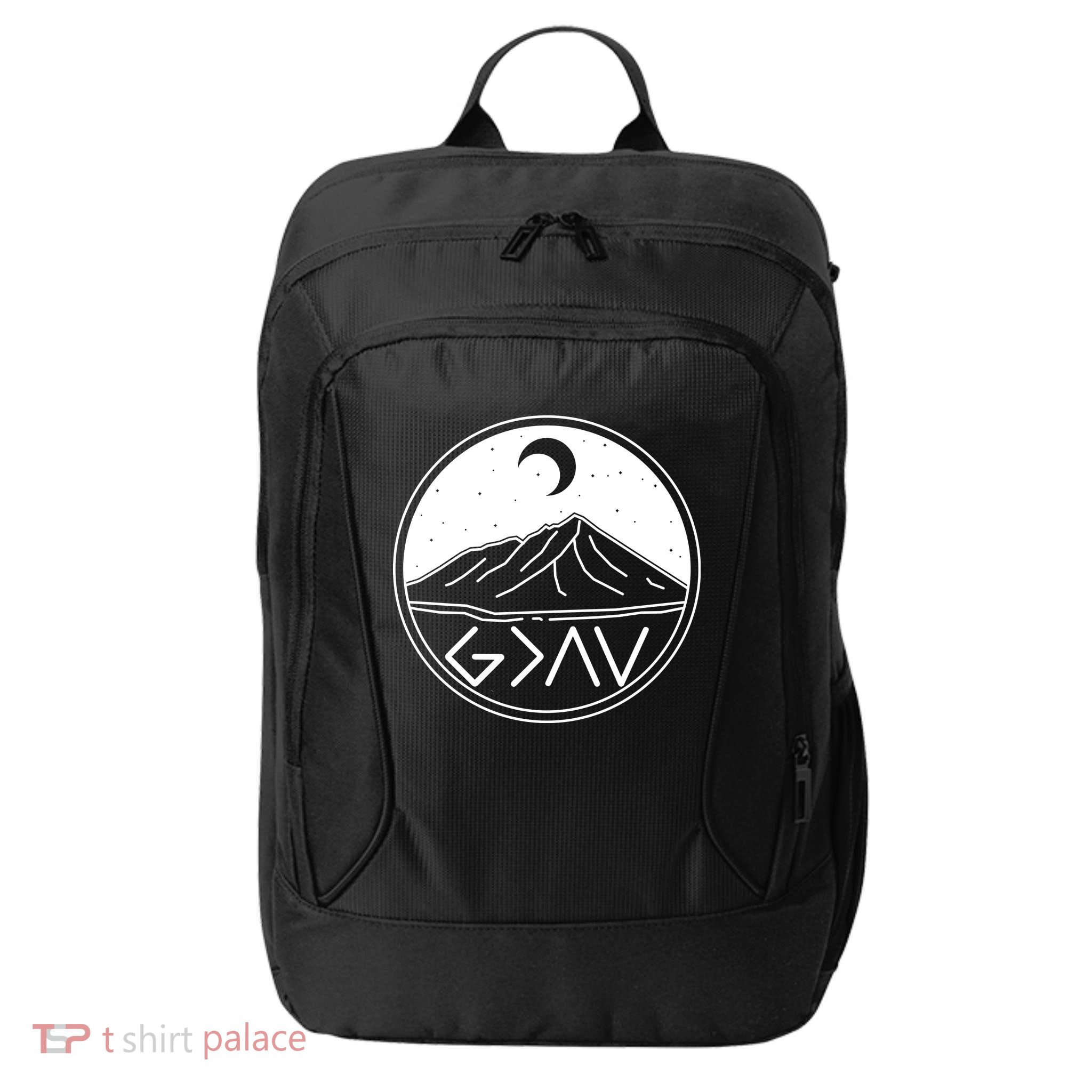 God Is Greater Than High And Lows Mountain Camping City Backpack