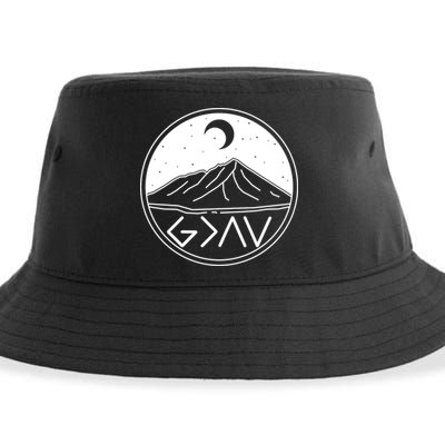 God Is Greater Than High And Lows Mountain Camping Sustainable Bucket Hat