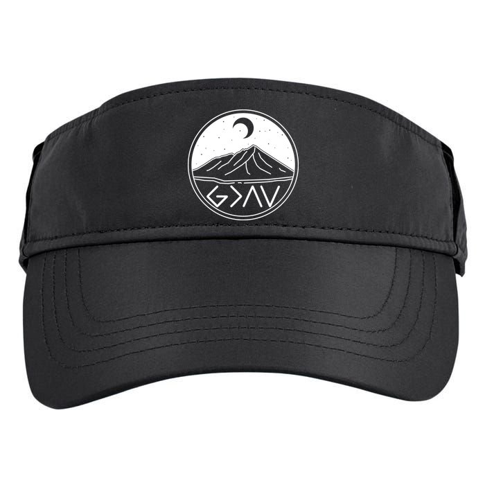 God Is Greater Than High And Lows Mountain Camping Adult Drive Performance Visor