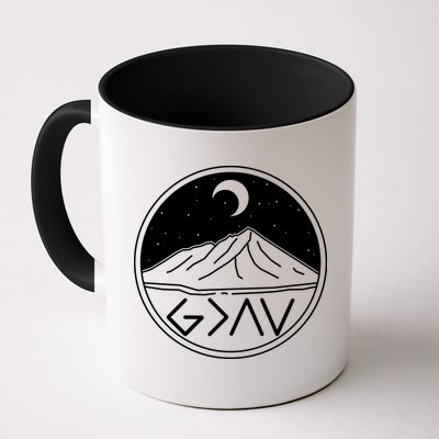 God Is Greater Than High And Lows Mountain Camping Mug