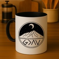 God Is Greater Than High And Lows Mountain Camping Mug