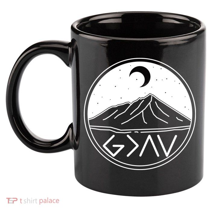 God Is Greater Than High And Lows Mountain Camping 11oz C Handle Ceramic Mug