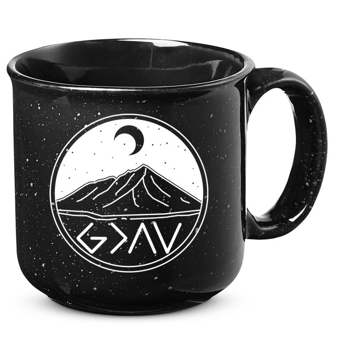 God Is Greater Than High And Lows Mountain Camping 15oz Campfire Ceramic Mug