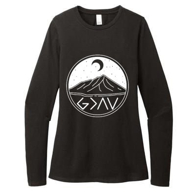 God Is Greater Than High And Lows Mountain Camping Womens CVC Long Sleeve Shirt