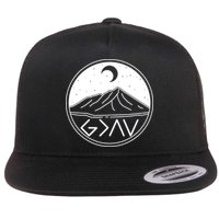 God Is Greater Than High And Lows Mountain Camping Flat Bill Trucker Hat