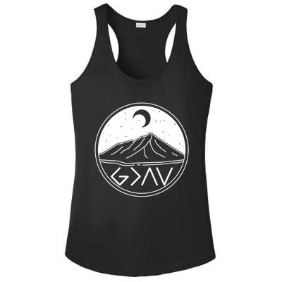 God Is Greater Than High And Lows Mountain Camping Ladies PosiCharge Competitor Racerback Tank