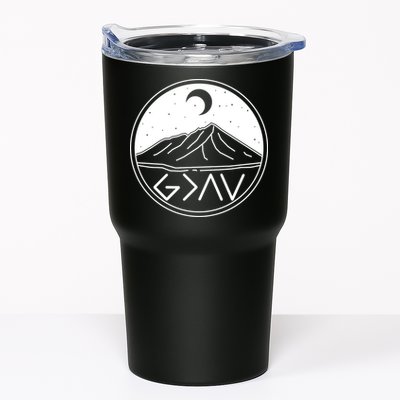 God Is Greater Than High And Lows Mountain Camping Tumbler