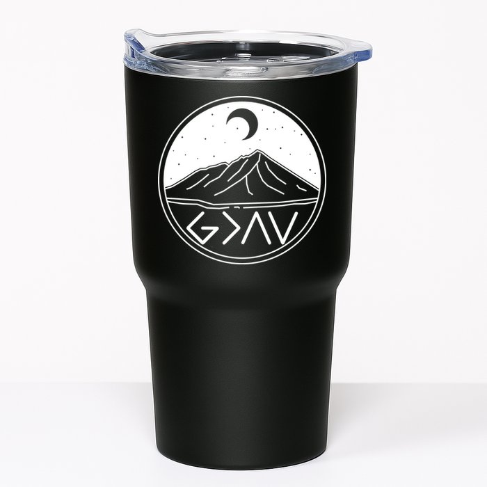 God Is Greater Than High And Lows Mountain Camping Tumbler