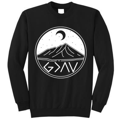 God Is Greater Than High And Lows Mountain Camping Tall Sweatshirt