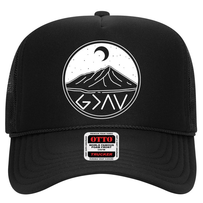 God Is Greater Than High And Lows Mountain Camping Hat