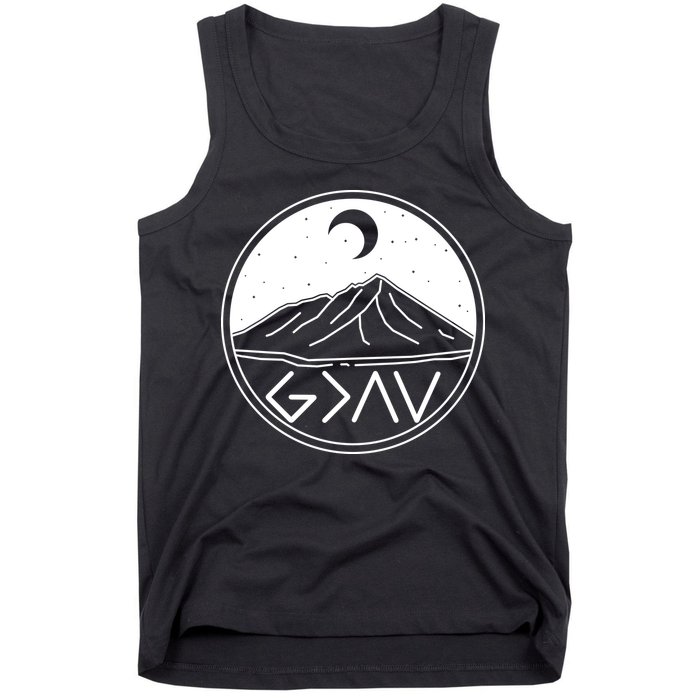 God Is Greater Than High And Lows Mountain Camping Tank Top