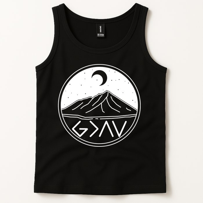 God Is Greater Than High And Lows Mountain Camping Tank Top