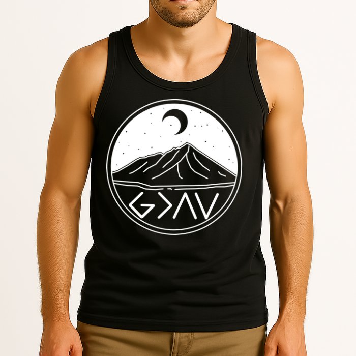 God Is Greater Than High And Lows Mountain Camping Tank Top
