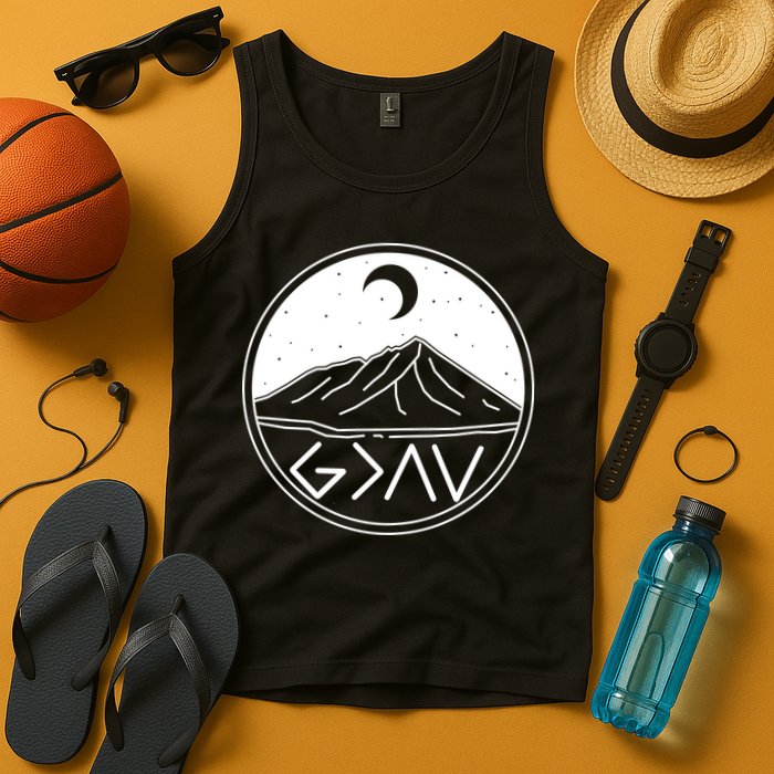 God Is Greater Than High And Lows Mountain Camping Tank Top