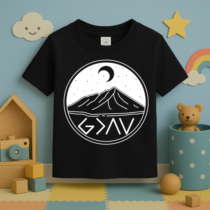 God Is Greater Than High And Lows Mountain Camping Toddler T-Shirt