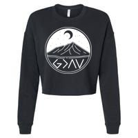 God Is Greater Than High And Lows Mountain Camping Cropped Pullover Crew