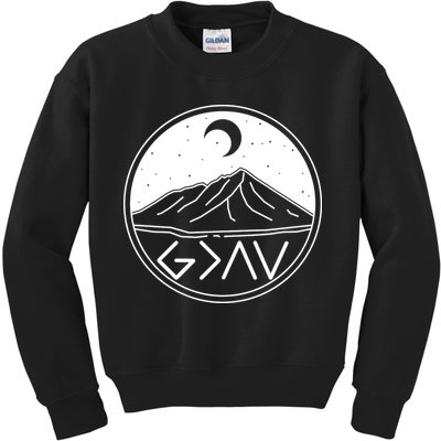 God Is Greater Than High And Lows Mountain Camping Kids Sweatshirt